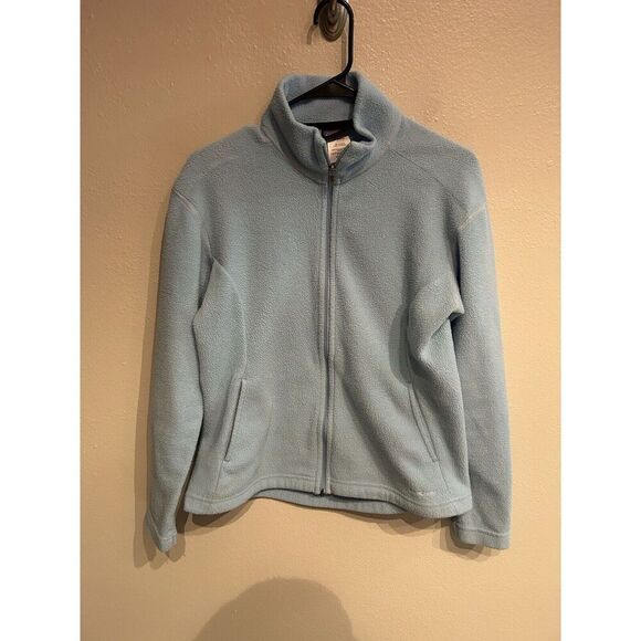 Patagonia Synchilla Women’s Medium Light Blue Baby Blue Glitter Fleece Jacket - Picture 1 of 8